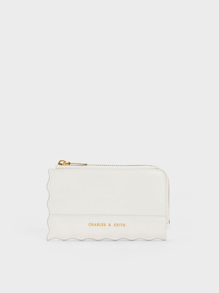 Wavy Trim Zip Wallet, , hi-res