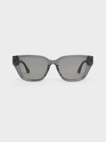 Recycled Acetate Cat-Eye Sunglasses, Navy, hi-res