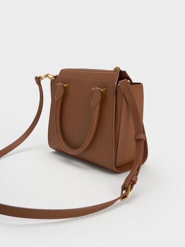 Harper Geometric Top Handle Bag, Chocolate, hi-res
