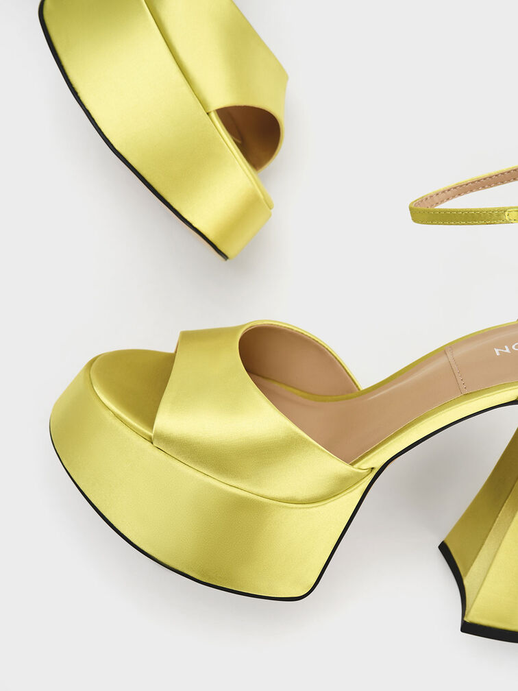 Michelle Recycled Polyester Platform Sandals, สีไลม์, hi-res