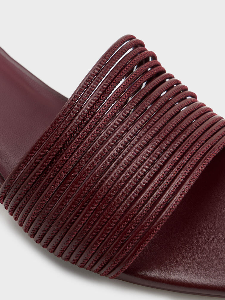 Fianna Strappy Kitten-Heel Mules, Burgundy, hi-res