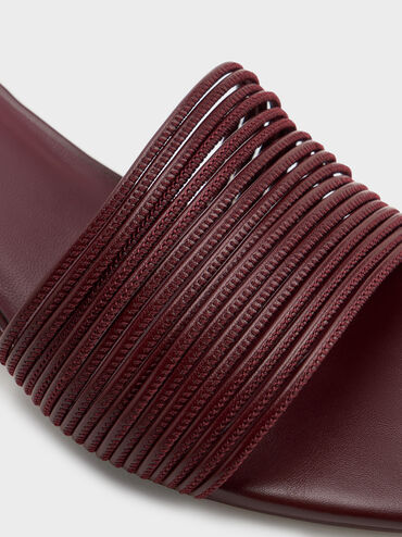 Fianna Strappy Kitten-Heel Mules, Burgundy, hi-res