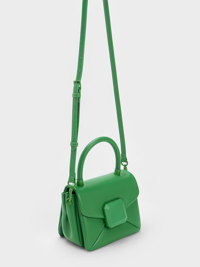 Geometric Push-Lock Top Handle Bag, , hi-res
