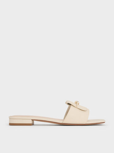 Knotted Accent Slide Sandals, Chalk, hi-res