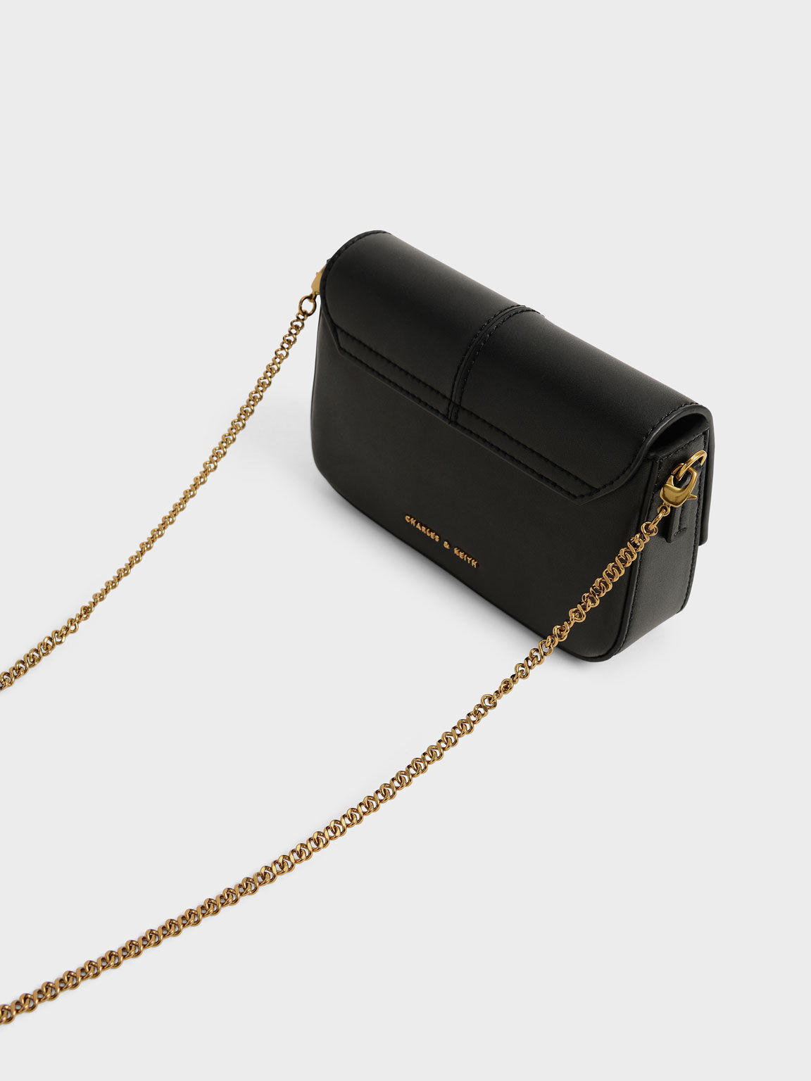 Metallic Ring Shoulder Bag, Black, hi-res