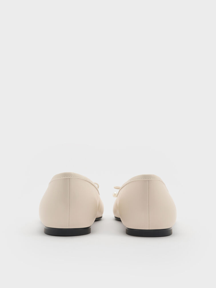 Barbara Pearl-Embellished Bow Ballet Flats, Chalk, hi-res