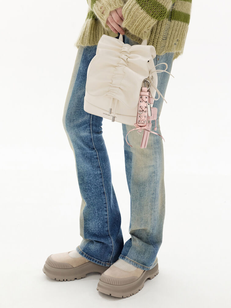 Grommet Lace-Up Bag Charm, Aura Pink, hi-res