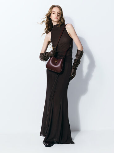 กระเป๋าโฮโบมินิรุ่น Adalyn, สีไวน์เบอร์รี่เรด, hi-res