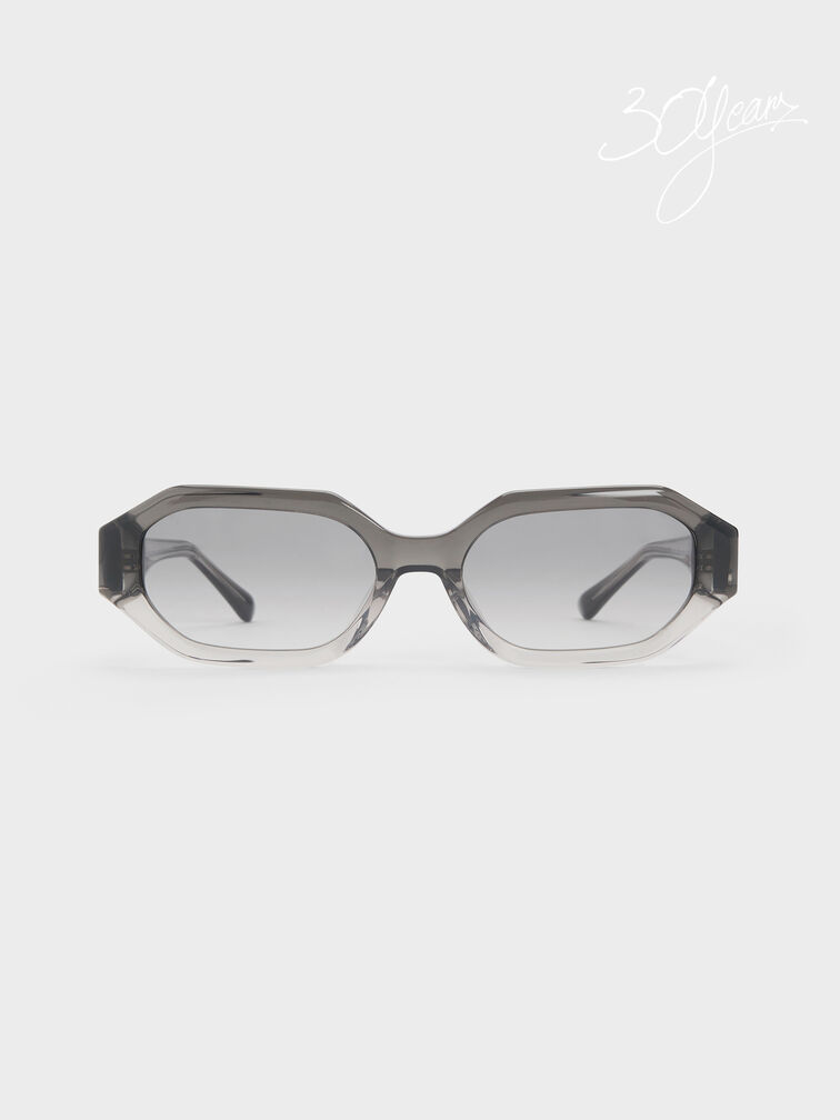 Gabine Ombre Oval Sunglasses, Grey, hi-res