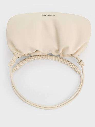Lorelai Ruched Knotted-Strap Shoulder Bag, Cream, hi-res