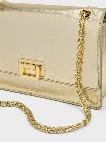 Everline Glittered Braided-Strap Shoulder Bag, Gold, hi-res