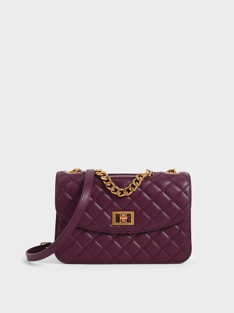 Quilted Turn-Lock Clutch, , hi-res