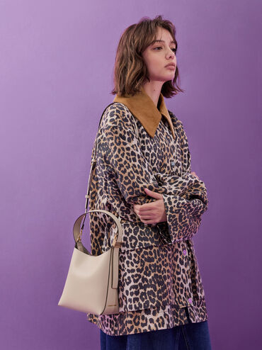 กระเป๋าทรงถังรุ่น Edna, สีโอ๊ต, hi-res