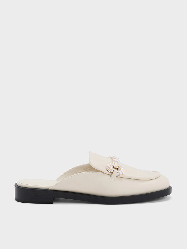 Beaded Accent Loafer Mules, , hi-res