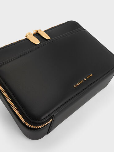 Lock & Key Chain Handle Bag, สีดำ, hi-res