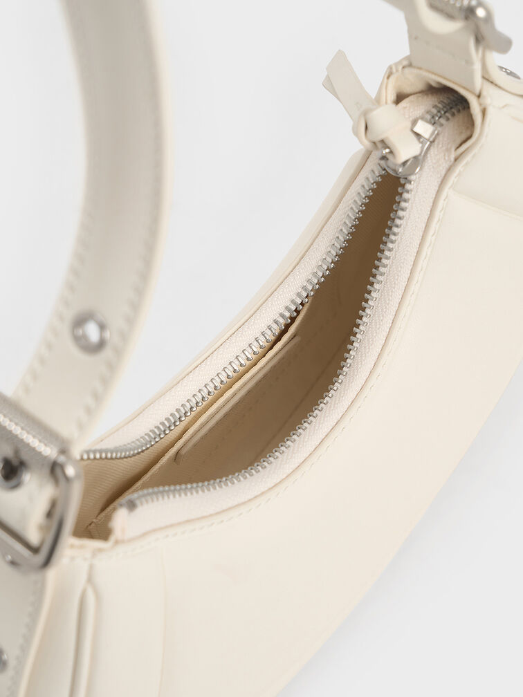 Petra Grommet-Strap Curved Shoulder Bag, Cream, hi-res