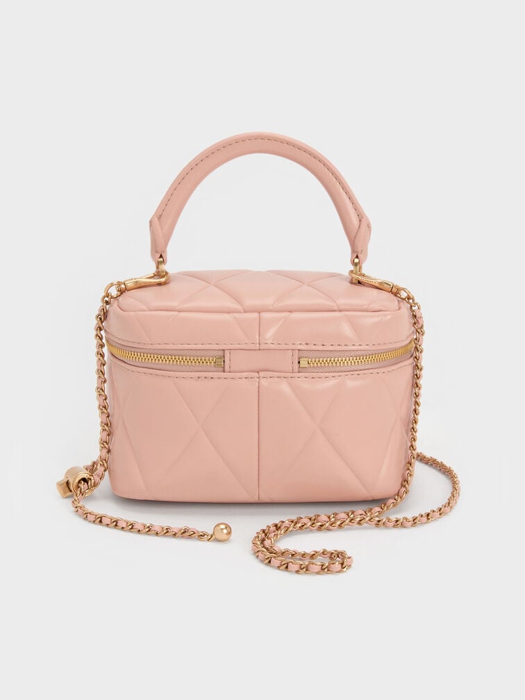 Arwen Quilted Top Handle Vanity Bag, Pink, hi-res
