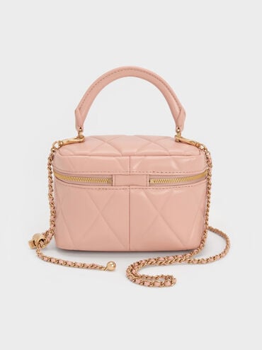 Arwen Quilted Top Handle Vanity Bag, Pink, hi-res