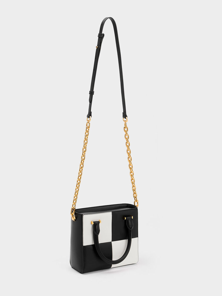 Georgette Checkered Square Tote Bag, , hi-res
