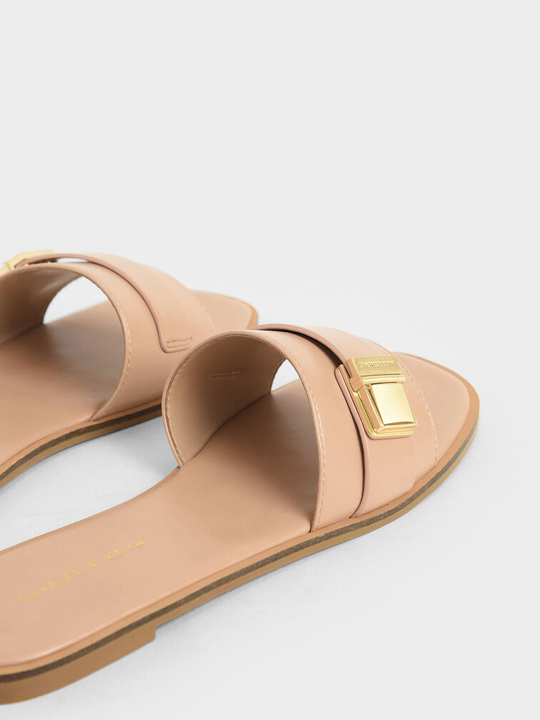 Buckle Detail Slide Sandals, , hi-res