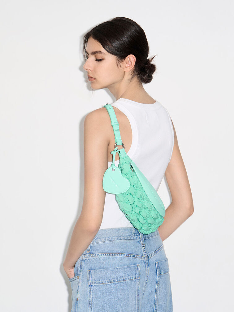 Ruched Nylon Bum Bag, , hi-res