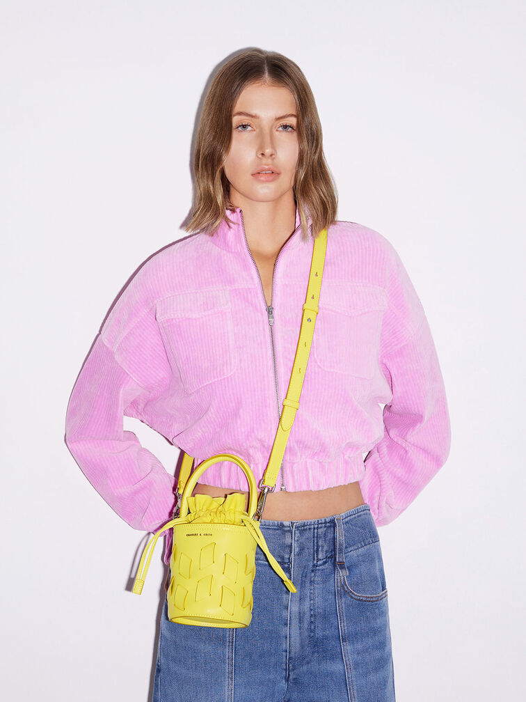 Canvas Panelled Bucket Bag, , hi-res