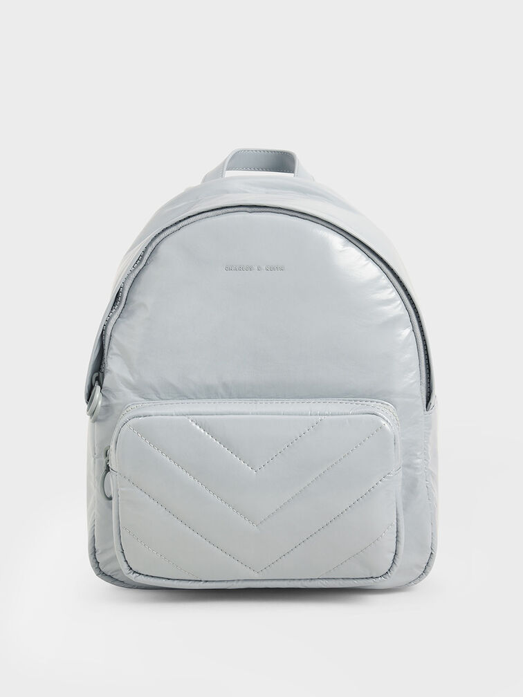 Quilted Double Zip Backpack, , hi-res