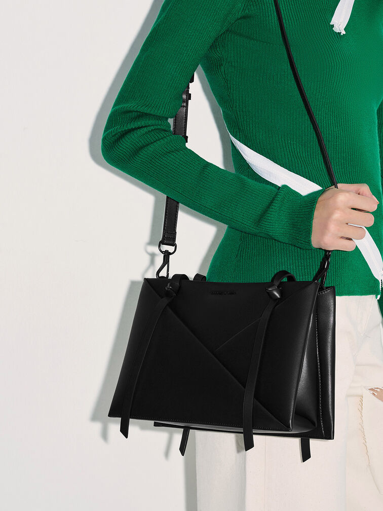 Midori Geometric Tote Bag, Noir, hi-res