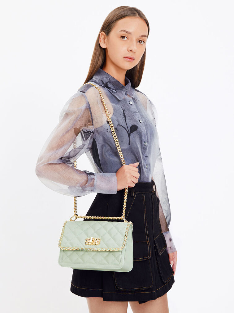 Micaela Quilted Braided Chain Bag, , hi-res