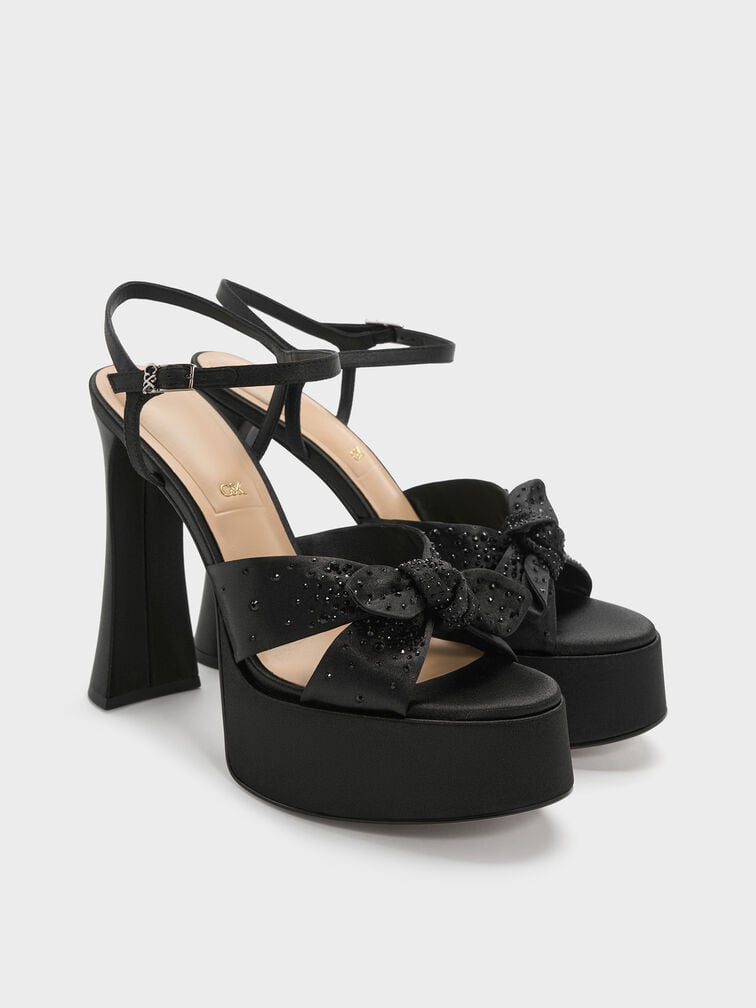 รองเท้าส้นสูงแพลตฟอร์มประดับคริสตัลรุ่น Jayce, สีแบล็คเท็กซ์เจอร์, hi-res