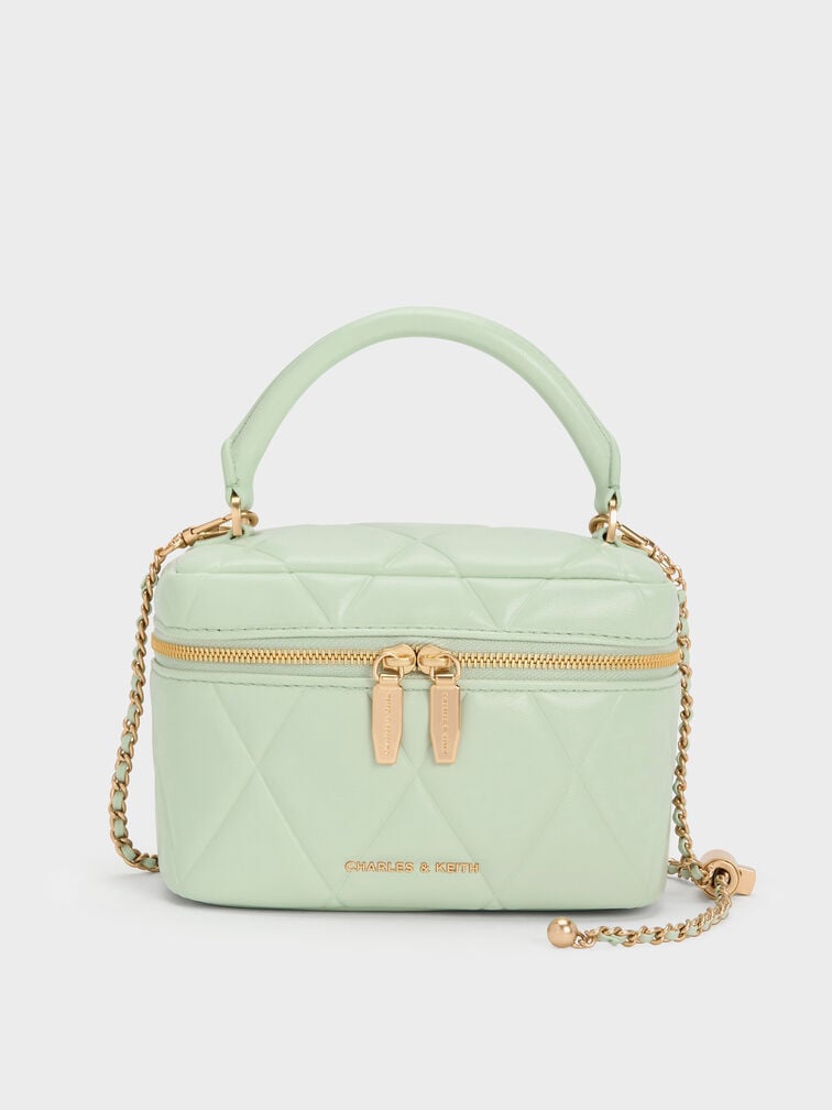 Arwen Quilted Top Handle Vanity Bag, Mint Green, hi-res