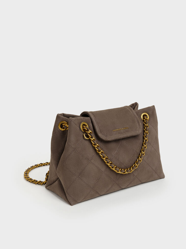 Apfra Quilted Shoulder Bag, Stone Grey, hi-res