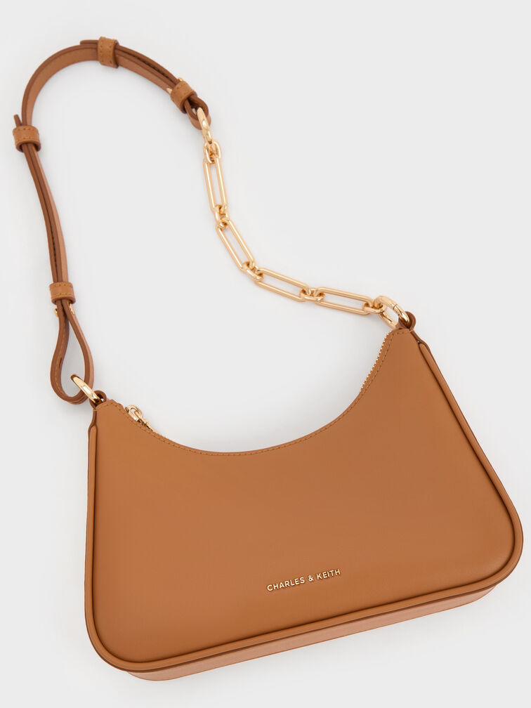 Lane Chain-Link Shoulder Bag, Russet Brown, hi-res