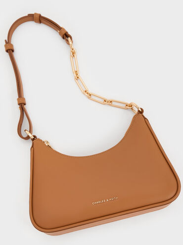 Lane Chain-Link Shoulder Bag, Russet Brown, hi-res