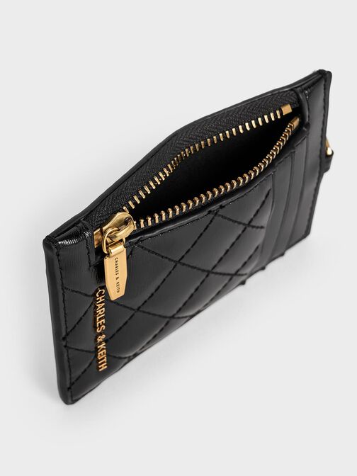 Wisteria Quilted Braided-Strap Card Holder, Black, hi-res