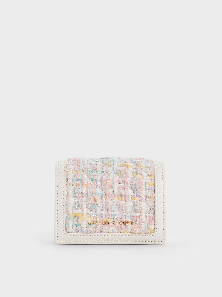 Micaela Tweed Cardholder, สีขาว, hi-res