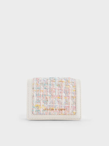 Micaela Tweed Cardholder, สีขาว, hi-res
