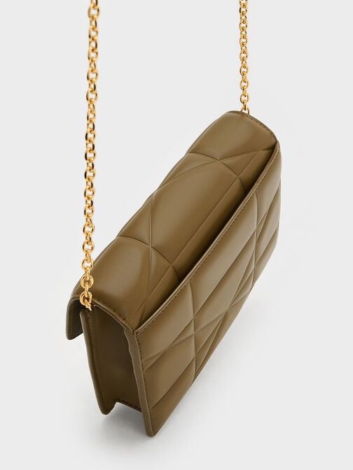Blanche Chevron Chain-Strap Clutch, , hi-res