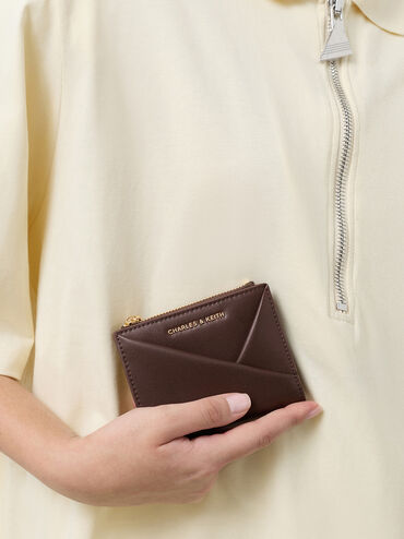 Midori Geometric Top-Zip Wallet, Espresso Brown, hi-res