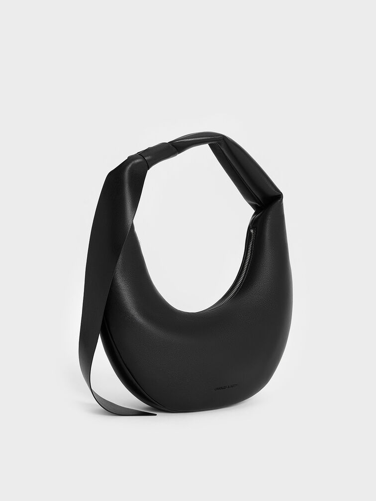 Mini Toni Knotted Crescent Hobo Bag, Noir, hi-res