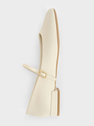 รองเท้าแมรี่เจนหัวรองเท้าแบบมนรุ่น Gertrude, สีชอล์ค, hi-res