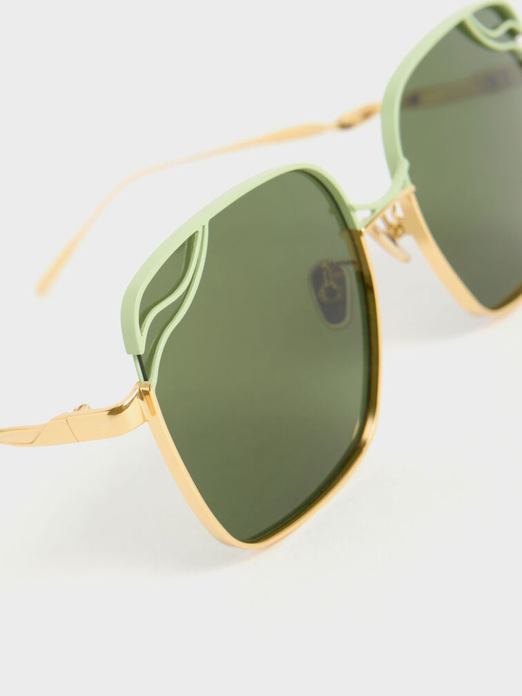 Wavy Wire-Frame Square Sunglasses, , hi-res