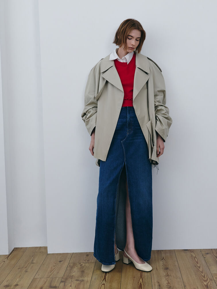 รองเท้าส้นสูงรัดส้นวัสดุหนังแก้วรุ่น Danni, สีชอล์ค, hi-res