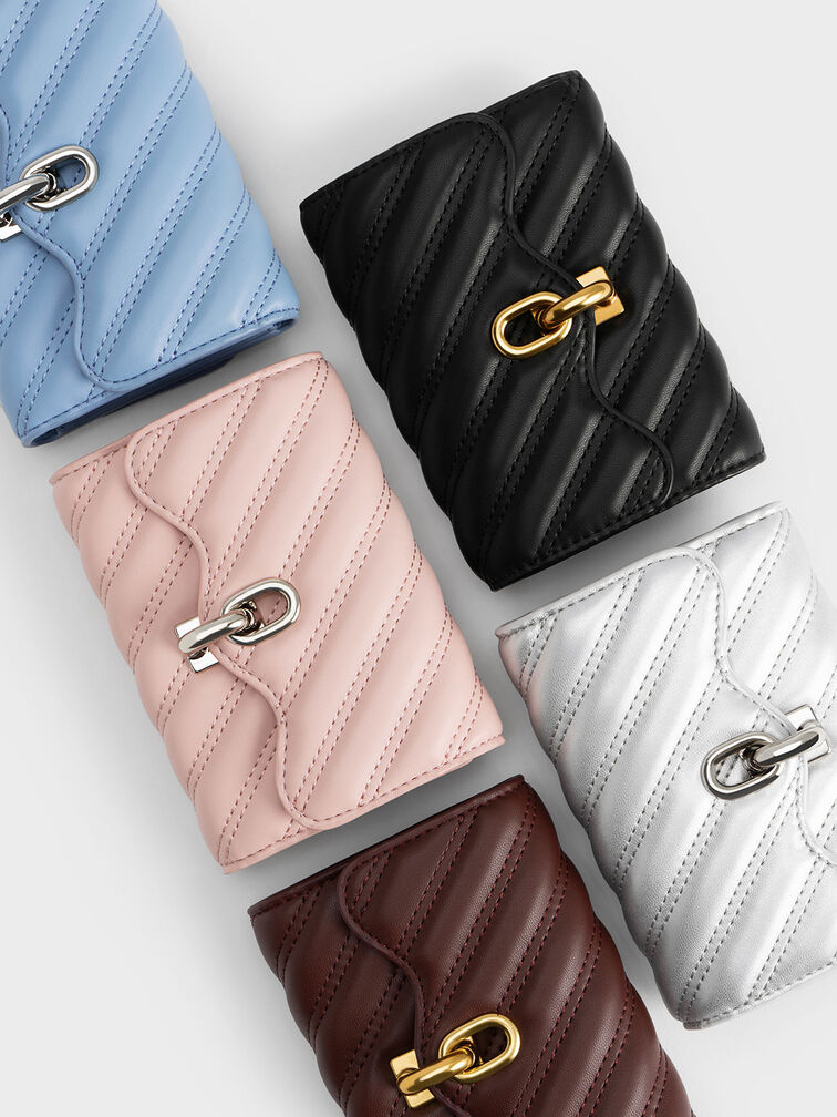 Freja Wavy Metallic Quilted Wallet, , hi-res
