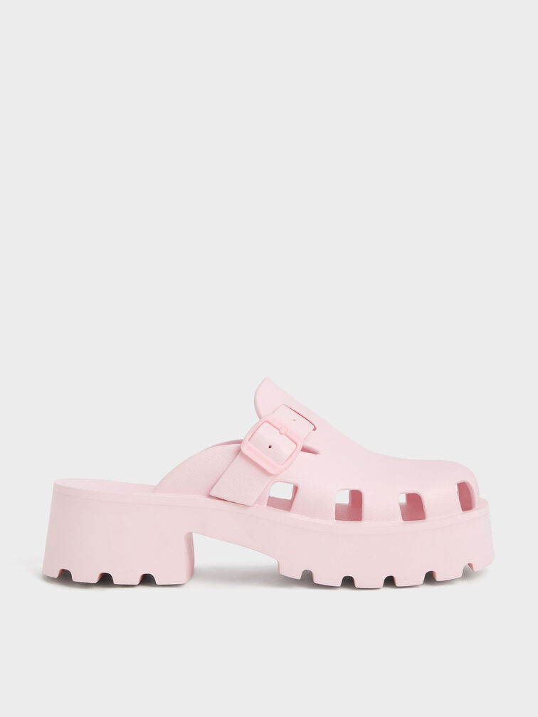 Light Pink Mae Buckled Platform Mules - CHARLES & KEITH TH