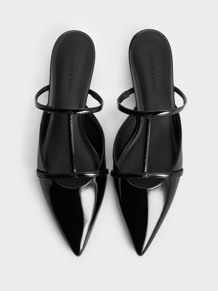 Clara T-Bar Pointed-Toe Mules, Black Boxed, hi-res