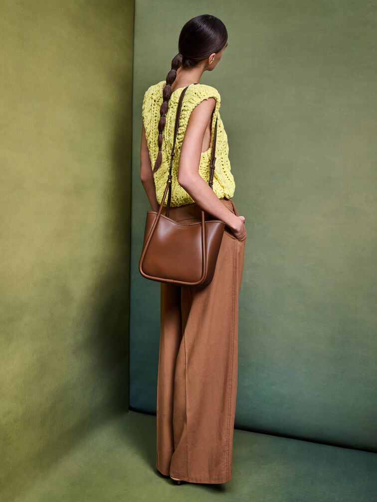 กระเป๋าโท้ทขนาดมินิดีไซน์ขอบรุ่น Lyla, สีช็อคโกแลต, hi-res