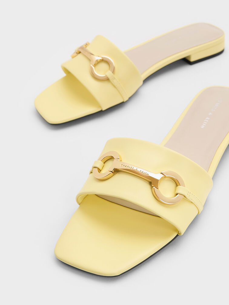 Metallic Bar Slide Sandals, , hi-res