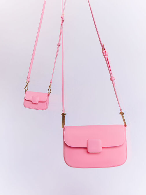 Micro Koa Square Push-Lock Bag, สีชมพู, hi-res