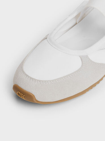 Jace Recycled Leather Mary Jane Sneakers, White, hi-res